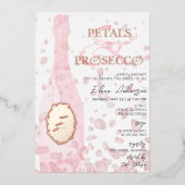 Moderne bloemblaadjes & Prosecco Roze Rose Vrijgez Folie Uitnodiging (Voorkant)