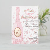 Moderne bloemblaadjes & Prosecco Roze Rose Vrijgez Folie Uitnodiging (Staand Voorkant)