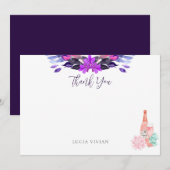 Moderne Bloemblaadjes & Prosecco Succulent Bruidsd Bedankkaart (Voorkant / Achterkant)