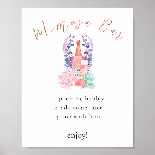 Moderne bloemblaadjes & Prosecco Succulent Mimosa  Poster (Voorkant)