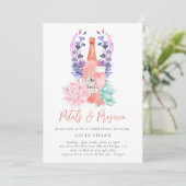 Moderne bloemblaadjes & Prosecco Succulent Vrijgez Kaart (Staand voorkant)