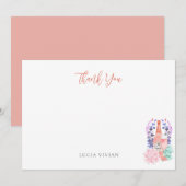 Moderne Bloemblaadjes & Prosecco Succulente Bruids Bedankkaart (Voorkant / Achterkant)