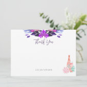 Moderne Bloemblaadjes & Prosecco Succulente Bruids Bedankkaart (Staand voorkant)