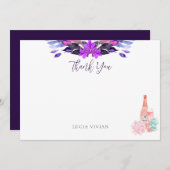 Moderne Bloemblaadjes & Prosecco Succulente Bruids Bedankkaart (Voorkant / Achterkant)