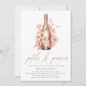 Moderne bloemblaadjes & Prosecco Vrijgezellenfeest Kaart (Voorkant)