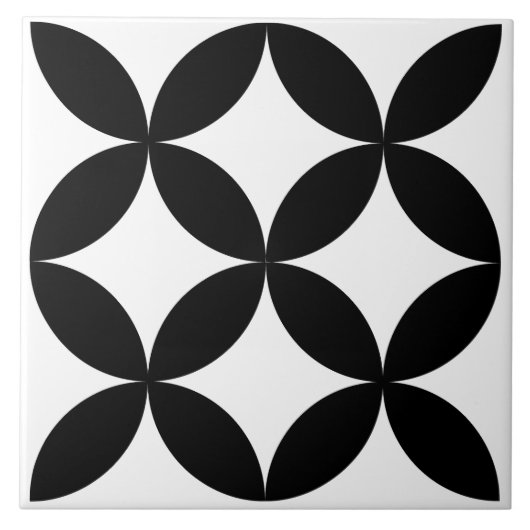 Moderne bloemcirkel geometrisch patroon tegeltje (Voorkant)