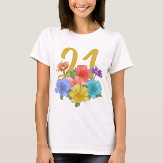 Moderne Bloemen 21 Primaveras Verjaardag T-shirt (Voorkant)