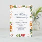 Moderne bloemen 25e huwelijksjubileum feest kaart (Staand voorkant)