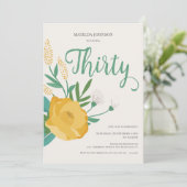 Moderne Bloemen 30e Verjaardagsfeest Kaart (Staand voorkant)