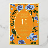 Moderne Bloemen 40e Verjaardag Sjabloon Tangerine (Voorkant)