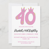 Moderne Bloemen 40ste verjaardag Uitnodigingen (Voorkant)