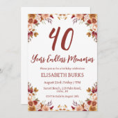 Moderne Bloemen 40ste verjaardag Uitnodigingen (Voorkant / Achterkant)