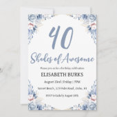 Moderne Bloemen 40ste verjaardag Uitnodigingen (Voorkant)
