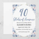 Moderne Bloemen 40ste verjaardag Uitnodigingen (Voorkant / Achterkant)