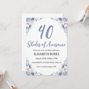 Moderne Bloemen 40ste verjaardag Uitnodigingen