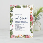 Moderne bloemen 50ste huwelijksjubileumfeest kaart (Staand voorkant)