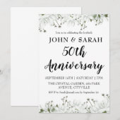Moderne Bloemen 50ste verjaardag Uitnodigingen (Voorkant / Achterkant)