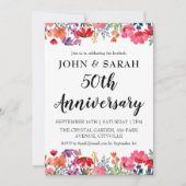 Moderne Bloemen 50ste verjaardag Uitnodigingen (Voorkant)