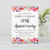 Moderne Bloemen 50ste verjaardag Uitnodigingen (Staand voorkant)