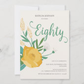 Moderne Bloemen 80ste Verjaardagsfeest Kaart (Voorkant)