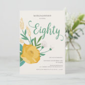 Moderne Bloemen 80ste Verjaardagsfeest Kaart (Staand voorkant)