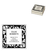 Moderne Bloemen Aangepaste Naam Retouradres Rubberstempel (Gestempeld)