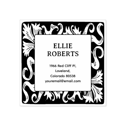 Moderne  Bloemen Aangepaste Naam Retouradres Rubberstempel (Afrduk)