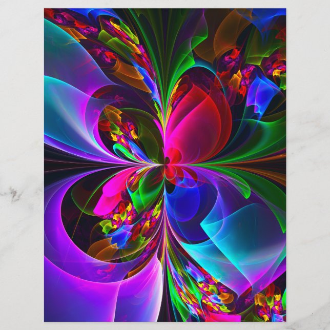 Moderne Bloemen Abstracte Kunst Rood Blauw Patroon (Voorkant)