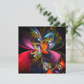 Moderne Bloemen Abstracte Kunst Rood Blauw Patroon (Staand voorkant)