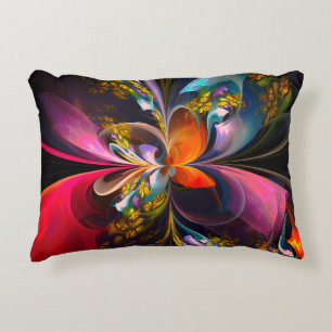 Moderne Bloemen Abstracte Kunst Rood Blauw Patroon Accent Kussen