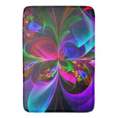 Moderne Bloemen Abstracte Kunst Rood Blauw Patroon Badmat (Voorkant Verticaal)