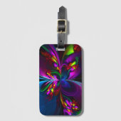 Moderne Bloemen Abstracte Kunst Rood Blauw Patroon Bagagelabel (Voorkant (verticaal))