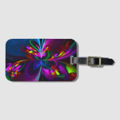 Moderne Bloemen Abstracte Kunst Rood Blauw Patroon Bagagelabel (Voorkant (horizontaal))