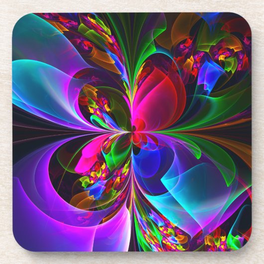 Moderne Bloemen Abstracte Kunst Rood Blauw Patroon Bier Onderzetter (Voorkant)