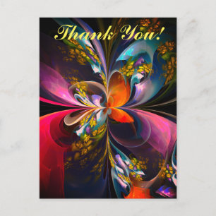 Moderne Bloemen Abstracte Kunst Rood Blauw Patroon Briefkaart