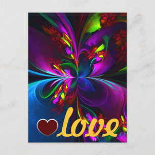 Moderne Bloemen Abstracte Kunst Rood Blauw Patroon Briefkaart