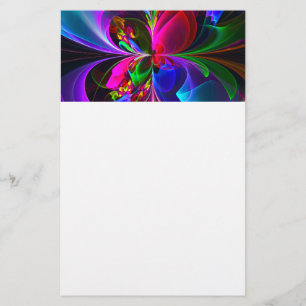 Moderne Bloemen Abstracte Kunst Rood Blauw Patroon Briefpapier