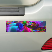 Moderne Bloemen Abstracte Kunst Rood Blauw Patroon Bumpersticker (Op auto)