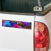 Moderne Bloemen Abstracte Kunst Rood Blauw Patroon Bumpersticker (Op Truck)