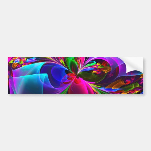 Moderne Bloemen Abstracte Kunst Rood Blauw Patroon Bumpersticker (Voorkant)