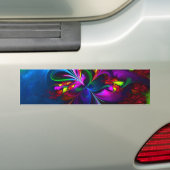 Moderne Bloemen Abstracte Kunst Rood Blauw Patroon Bumpersticker (Op auto)