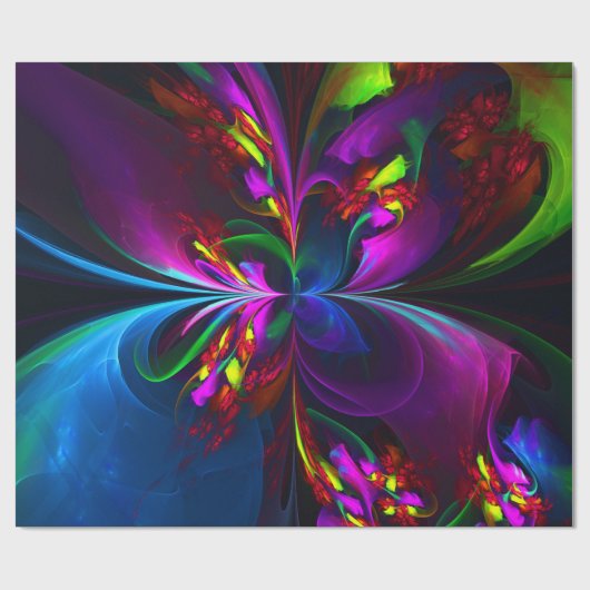 Moderne Bloemen Abstracte Kunst Rood Blauw Patroon Cadeaupapier (Vlak)