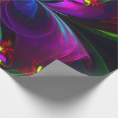 Moderne Bloemen Abstracte Kunst Rood Blauw Patroon Cadeaupapier (Hoek)