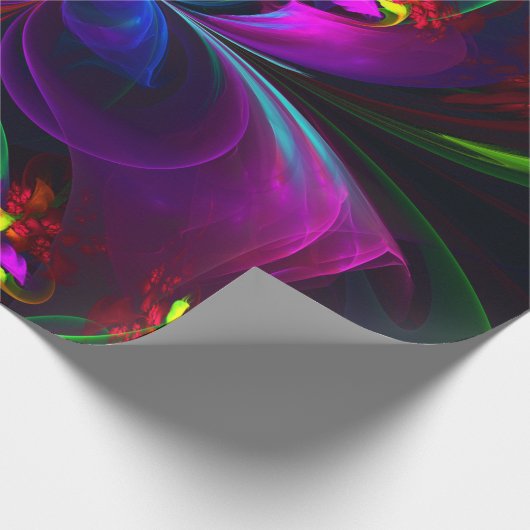 Moderne Bloemen Abstracte Kunst Rood Blauw Patroon Cadeaupapier (Hoek)