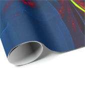 Moderne Bloemen Abstracte Kunst Rood Blauw Patroon Cadeaupapier (Rol Hoek)