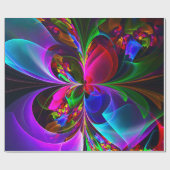 Moderne Bloemen Abstracte Kunst Rood Blauw Patroon Cadeaupapier (Vlak)