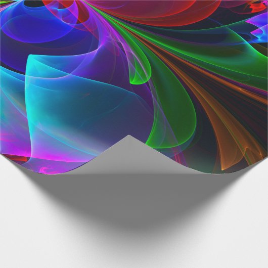 Moderne Bloemen Abstracte Kunst Rood Blauw Patroon Cadeaupapier (Hoek)