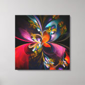 Moderne Bloemen Abstracte Kunst Rood Blauw Patroon Canvas Afdruk (Voorkant)