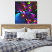 Moderne Bloemen Abstracte Kunst Rood Blauw Patroon Canvas Afdruk (Insitu (Slaapkamer))