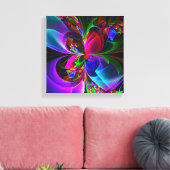 Moderne Bloemen Abstracte Kunst Rood Blauw Patroon Canvas Afdruk (Insitu (Woonkamer))